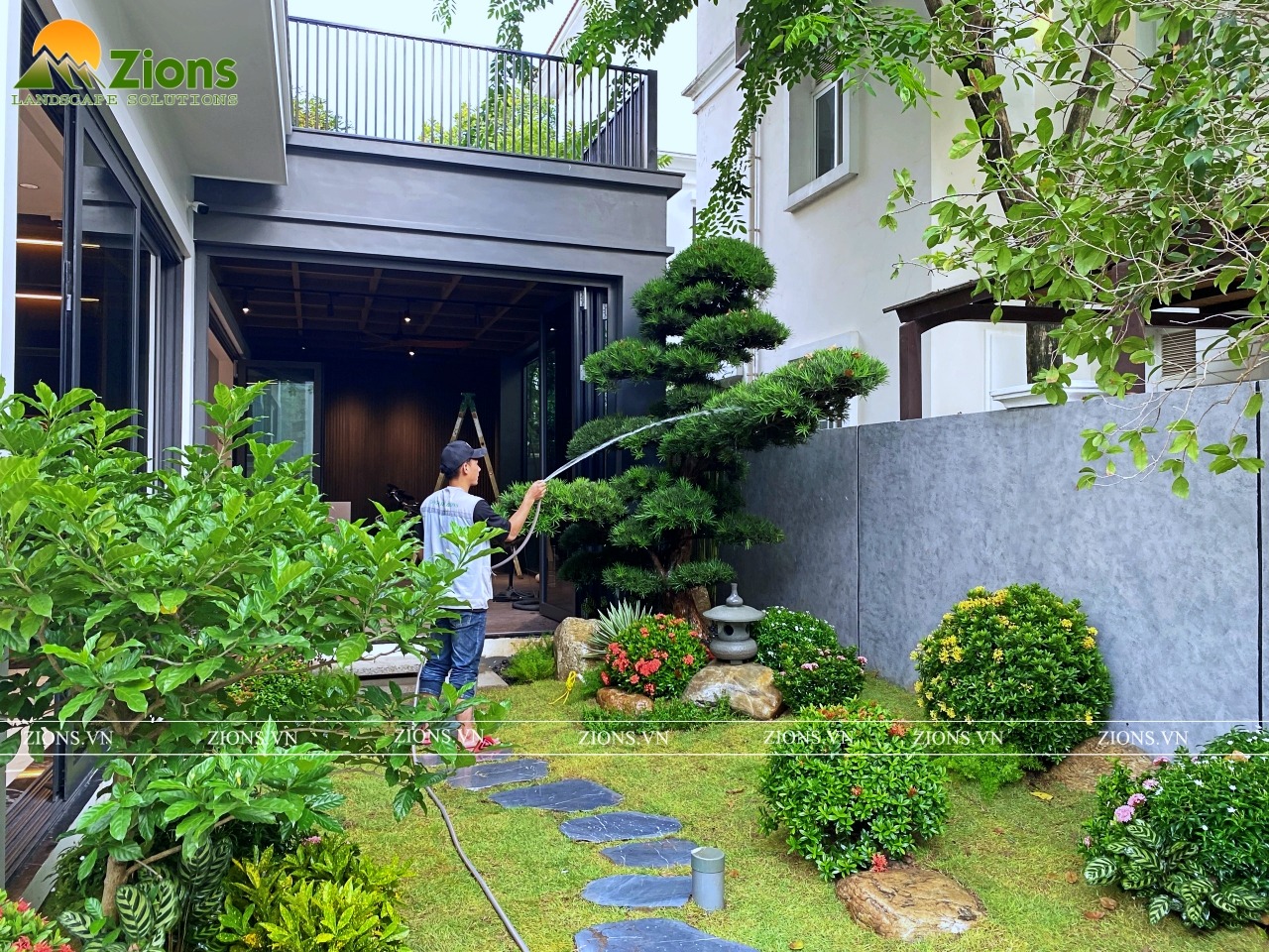 Sân vườn trước nhà phong cách nhật bản
